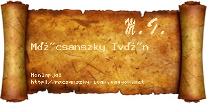 Mácsanszky Iván névjegykártya