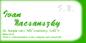 ivan macsanszky business card